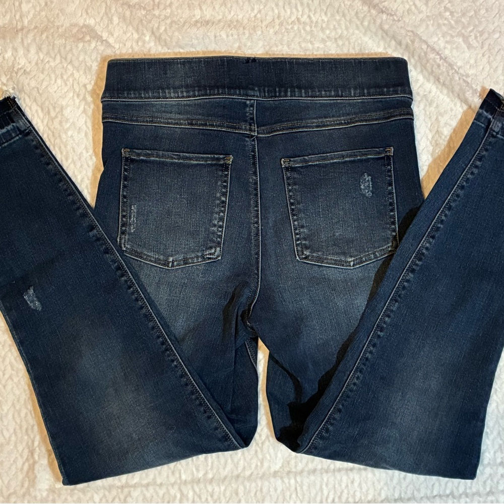 NWT SPANX Medium Wash Blue Stretch Denim Jeggings Leggings Distressed M 8/10 - Picture 9 of 9